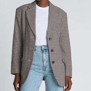 Everlane’s The Rewool 80’s Blazer in Classic Brown/Navy Houndstooth